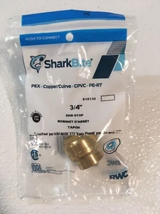Two (2) SharkBite/Shark Bite 3/4" Push to Connect End Caps/Stops ~ U518LFZC - Picture 1 of 6