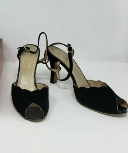 Amalfi by Rangoni Womens Strappy Heels Singback Black Made in Italy Size 8 N - Picture 1 of 11
