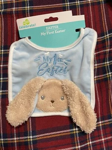 My First Easter Blue Bunny Easter Infant Baby Bib - Picture 1 of 2