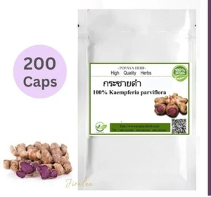 200 Caps Thai Black Ginger Kaempferia Parviflora Krachai Dam Organic Supplement - Picture 1 of 3