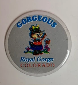 Vintage Royal Gorge Colorado wunderschöne Chipmunk Figur Souvenir Pinback Button - Bild 1 von 3