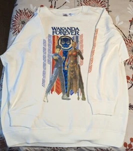 NWT Marvel Black Panther Wakanda Forever Sweatshirt/ Cream/ Large - Picture 1 of 5