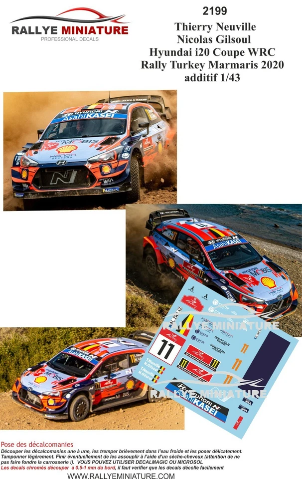 DECALS 1/18 REF 2199 HYUNDAI I20 NEUVILLE RALLYE TURKEY 2020 WRC RALLYE TURQUIE - Photo 1/1