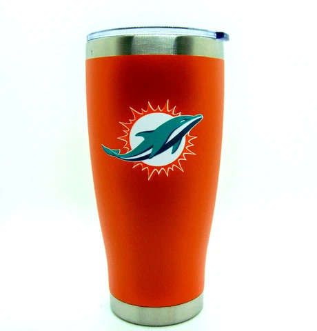 Miami Dolphins NFL 20 oz Color Logo Stainless Steel Hot Cold Tumbler Cover