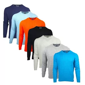 Suéter Jersey Para Hombre 100% Algodón Cable Cuello Redondo Grueso Prendas de Punto Pullover 60-09 - Imagen 1 de 38