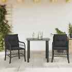 3 Piece Bistro Set With Cushions Black Poly Rattan Y1e9
