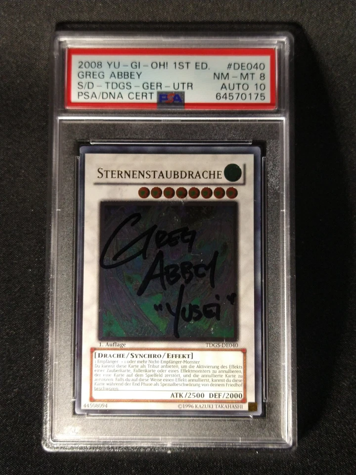 Stardust Dragon TDGS-DE040 1st Ultimate (German) Greg Abbey Auto PSA 8 AUTO 10 - Image 1 of 2
