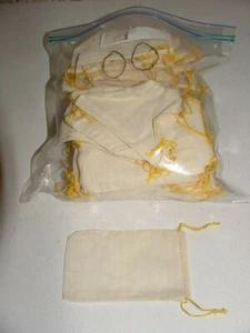 100 - Muslin Cotton Natural Bags 3x5 Yellow Drawstring Sample Collect Rock Beads - Picture 1 of 4