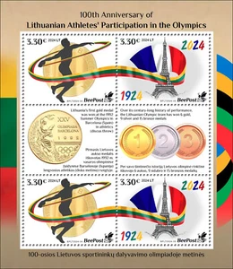 Centenary Lithuanian Athletes in Olympics MNH Stamps 2024 BeePost Lithuania M/S - Picture 1 of 1