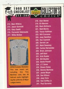FREE SHIPPING-MINT-1998 Upper Deck Collector's Choice Checklist #23