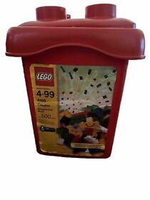 Lego Red Plastic Storage Bucket 4105 With Legos- Not Complete Set