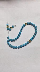 Copper Turquoise Tasbih 7 mm Smooth Gemstone Beads Islamic Prayer Misbaha - Picture 1 of 8