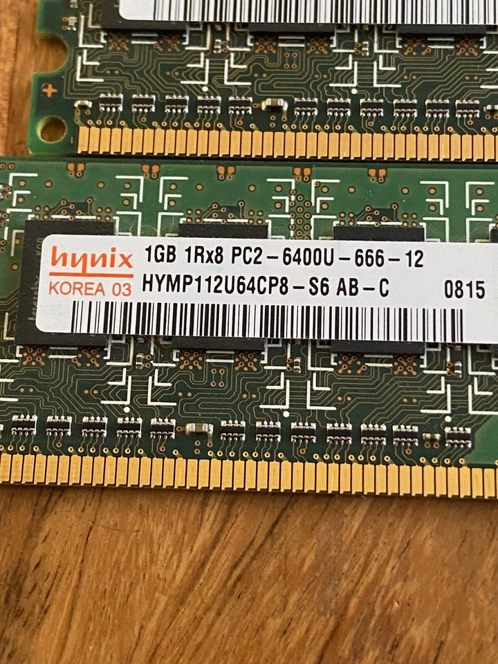 Hynix 2GB (2x1GB) 1Rx8 PC2-6400 DDR2-800 Desktop RAM Memory - Image 1 of 1