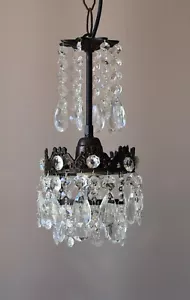 Vintage / Antique Ceiling Lighting, French Mini Crystal Chandelier, Kitchen Lamp - Picture 1 of 13