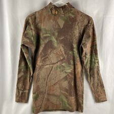 Under Armour Mens T-Shirt Brown Green Camouflage Mossy Oak Stretch Long Sleeve L