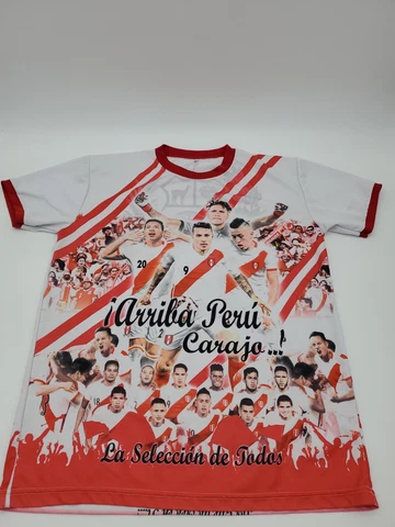Russia 2018 Large Soccer Peru AOP White Red Sports Mens Shirt..T130 Cover