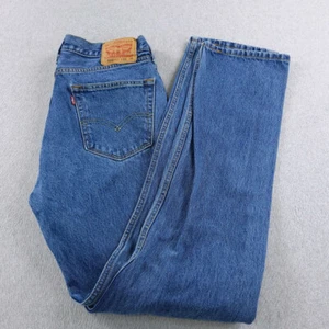 Levis 505 Jeans Mens 34X36 Tall Blue Denim Medium Wash Casual Workwear Pants - Picture 1 of 15