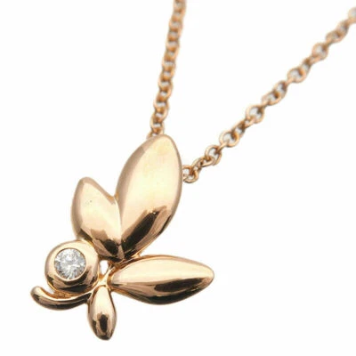 18K YELLOW GOLD TIFFANY & CO DIAMOND OLIVE LEAF PENDANT NECKLACE  NEW  - Image 1 of 4