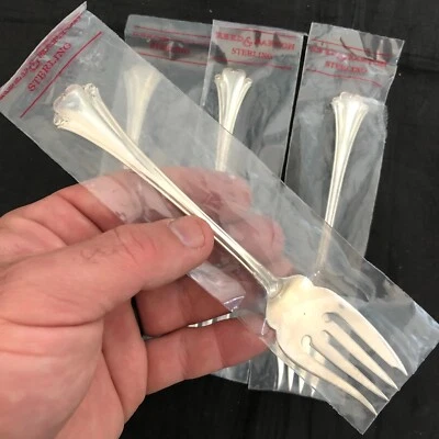 1 - NUEVO TENEDOR DE ENSALADA CHIPPENDALE INGLÉS ESTERLINA CAÑA BARTON 4 disponibles 6-5/8" #21T1 Foto 1 de 4