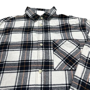 H&M Relaxed Fit Flannel Shirt Men's M White Black Yellow Plaid - Picture 1 of 10