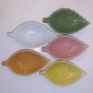 5 Keramik Blatt Dippen Sauce Teebeutel Löffel Rest Schmuck Geschirr Vintage unleserliche Marke - Bild 1 von 18