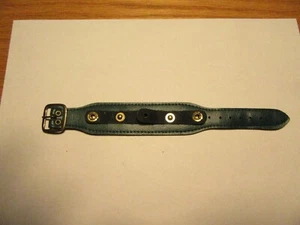 VTG Wide Dark Green Leather Mod Retro Watch Band Buckle - Picture 1 of 16