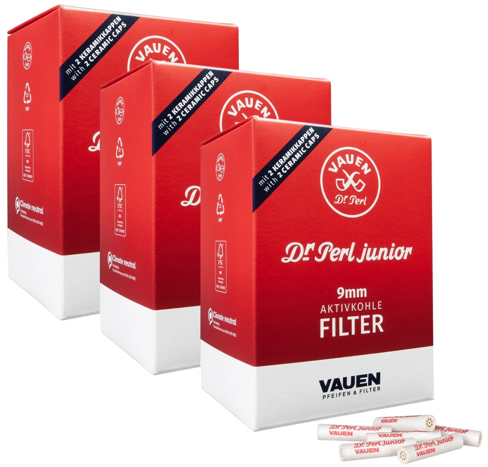 Dr. Perl Junior Aktivkohle Filter JUMAX Vauen Pfeifenfilter 9mm 540 Stück 3Boxen - Bild 1 von 1