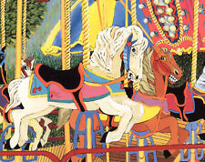 Colorful Carousel Horse Art Print 1996 Childrens Decor COA Artist Estate Storage