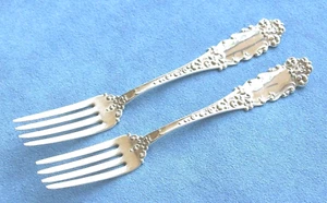 Antique Pair 1890 VICTORIA OLD WATSON Wallace Sterling Silver 6 5/8" Forks 5 AVL - Picture 1 of 3