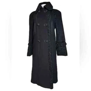 La Perla langer Mantel schwarz Wolle & Kaschmir - persischer Lammfellbesatz - Gr. 40 (S/M) - Bild 1 von 12