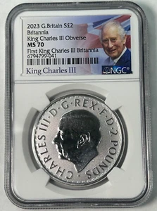 2023 United Kingdom 1st King Charles Silver Britannia NGC MS70 - Picture 1 of 4