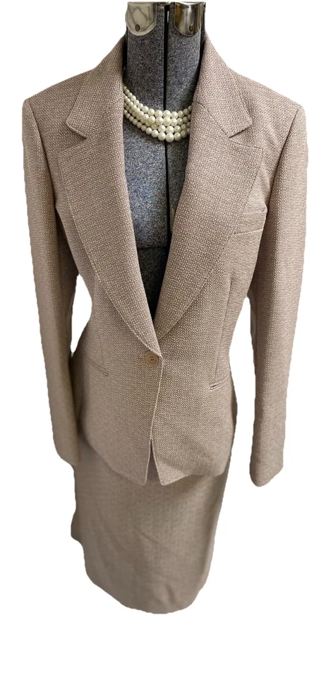 NUEVO $380 Traje Falda Anne Klein Talla 14 Se Ajusta Como 12 Conjunto de Dos Piezas Bolsillos Rosa Foto 1 de 4