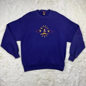 Vtg Disney Mickey Mouse Embroidered Logo Sweatshirt Purple Long Sleeve Sz XL - Picture 1 of 10