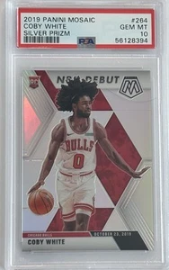 2019 Panini Mosaic - NBA Debut Silver Prizm Coby White #264 (RC) PSA 10 GEM MT - Picture 1 of 2