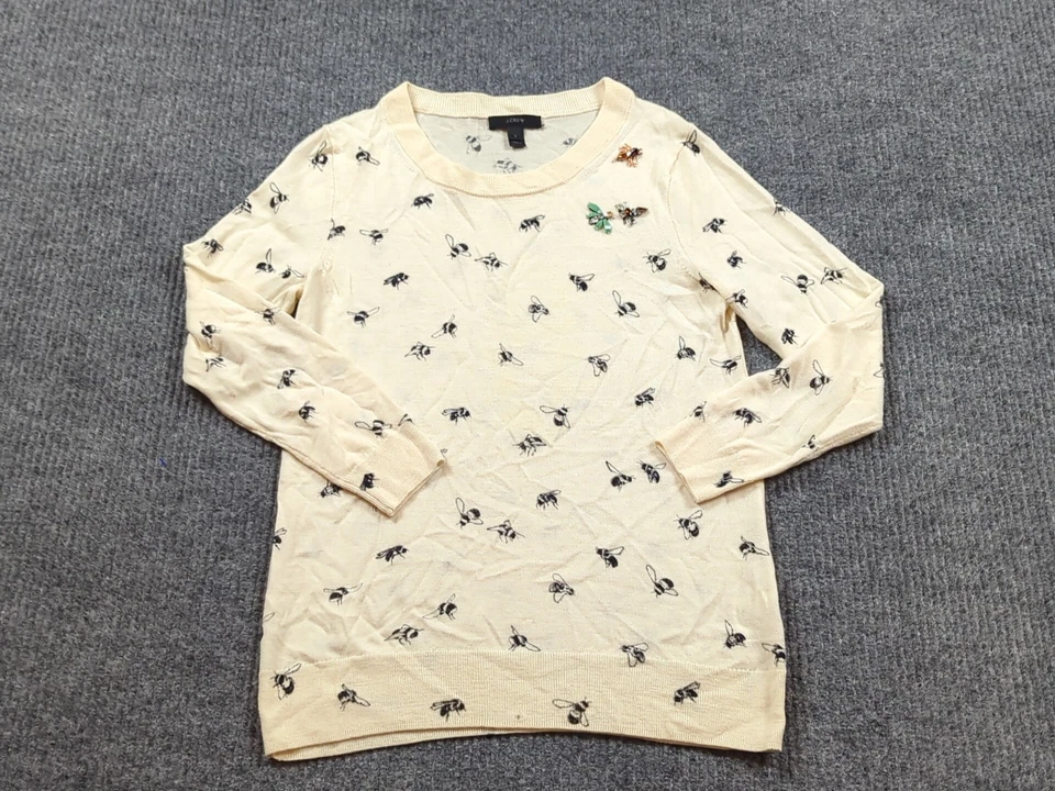 Suéter J Crew Mujer Pequeño Abeja Abejorro Joyas Adornado Lana Merino Tippi Foto 1 de 4