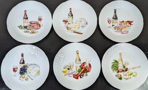 Set of 6 Philippe Deshoulieres Limoges France Wine & Cheese Cocktail Plates - Picture 1 of 15