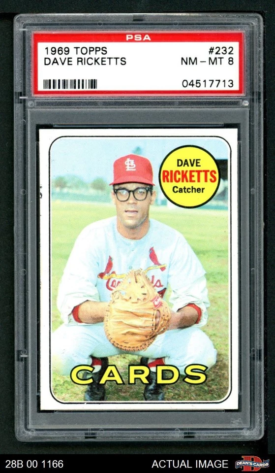 1969 Topps #232 Dave Ricketts Cardinals PSA 8 - NM/MT - Image 1 of 1