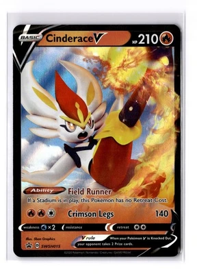 Cinderace V - SWSH015 Sword & Shield Black Star Promo Card - NM - POKEMON TCG - Image 1 of 2