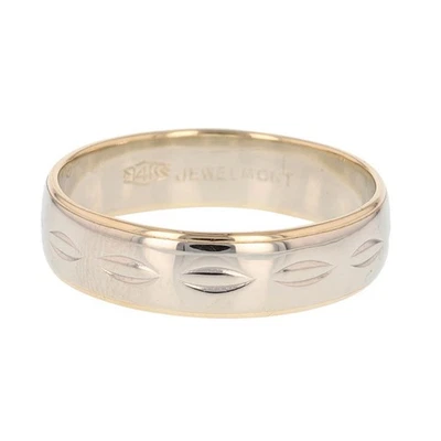 5.7mm Diamond-Cut Pattern Wedding Band 14k Multi-Tone Gold 4.89 Grams Size 11 - Image 1 of 4