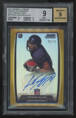 2013 Bowman Chrome Keenan Allen RC Gold Refractor Auto /75 #RCRA-KA BGS 9 9 - Image 1 of 2