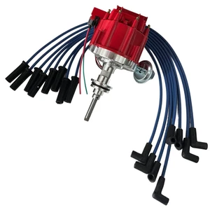 HEI Distributor + Spark Plug Wire Set For Dodge Mopar V8 318 340 360 1975-1988 - Picture 1 of 10