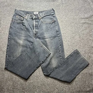 Y2K Guess Jeans Mens Tag 32x34 Now 32x31 Blue Denim Straight Leg High Rise USA - Picture 1 of 12