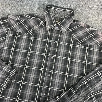 Stetson Men's Gray Plaid Western Pearl Snap Shirt LS Cowboy Size L *Minor Flaw - Image 1 of 4