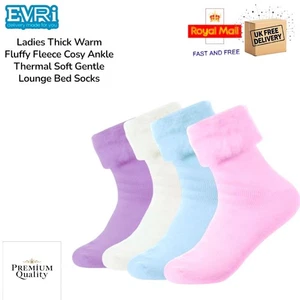 Womens Cosy Fluffy Bed Socks, Winter Warm Thermal Lounge Socks For Ladies 4-7 - Picture 1 of 9