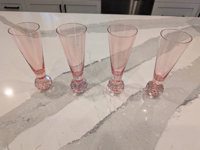 Anthropologie Gemma Flute Glasses Set Of 4 Pink New In Box - Image 1 of 4