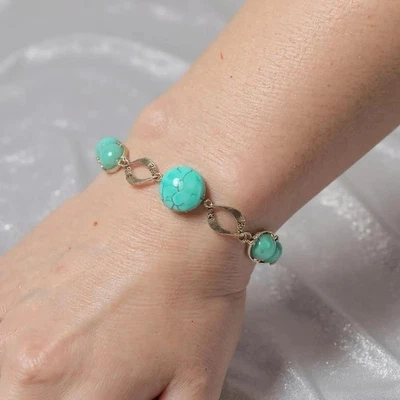 Handcrafted Howlite Turquoise Bracelet - Image 1 of 3