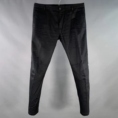 LANVIN Size 32 Black Cotton Blend Ankle Zip Flat Front Dress Pants - Image 1 of 4