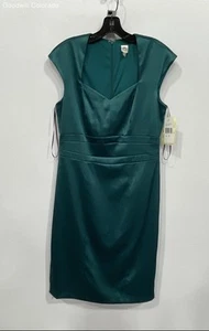 Sangria Emerald Green Cap Sleeve Square Neck Sheath Dress Women's Size 10 - Picture 1 of 5