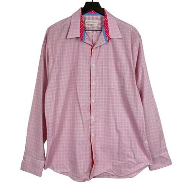 Camisa de vestir Pronto Uomo para hombre algodón rosa rojo a cuadros - XL Foto 1 de 4