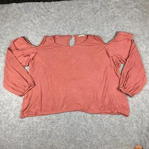 Lucky Brand - Long-sleeve Cold Shoulder Cropped Top, Women's XL (Coral) - Picture 1 of 7
